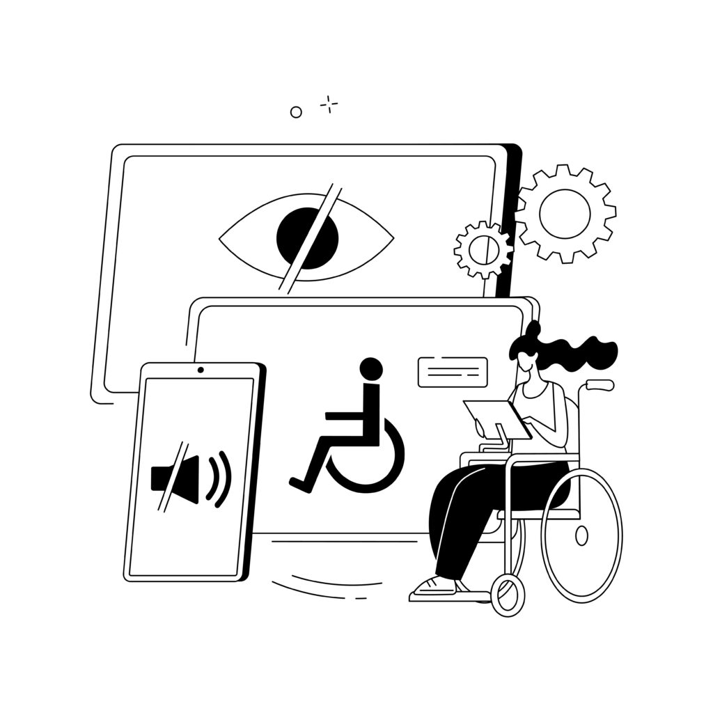 Electronic accessibility abstract concept vector illustration. Accessibility to websites, electronic device for disabled people, communication technology, adjustable web pages abstract metaphor.
