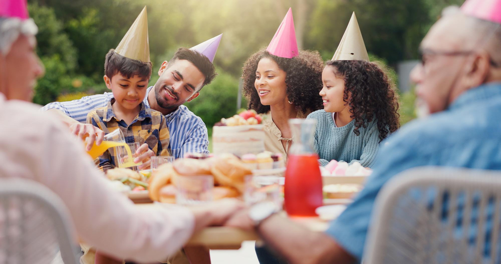 family gathering outside