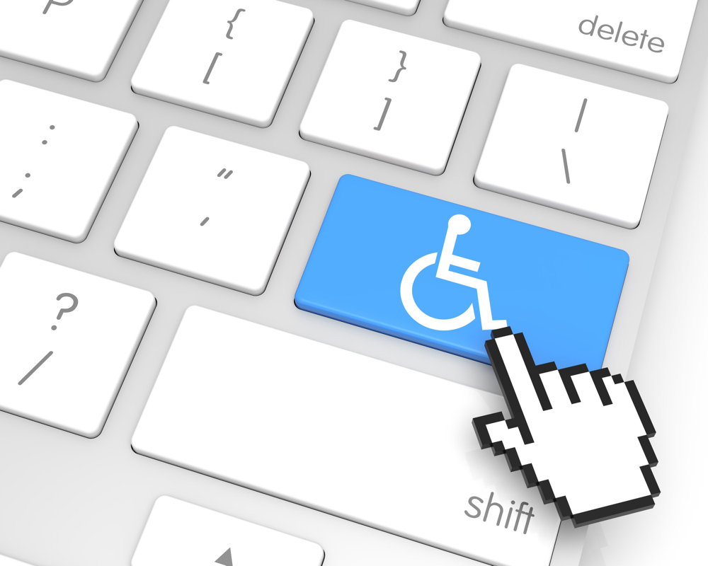animation, keyboard with a wheelchair sign being clicked