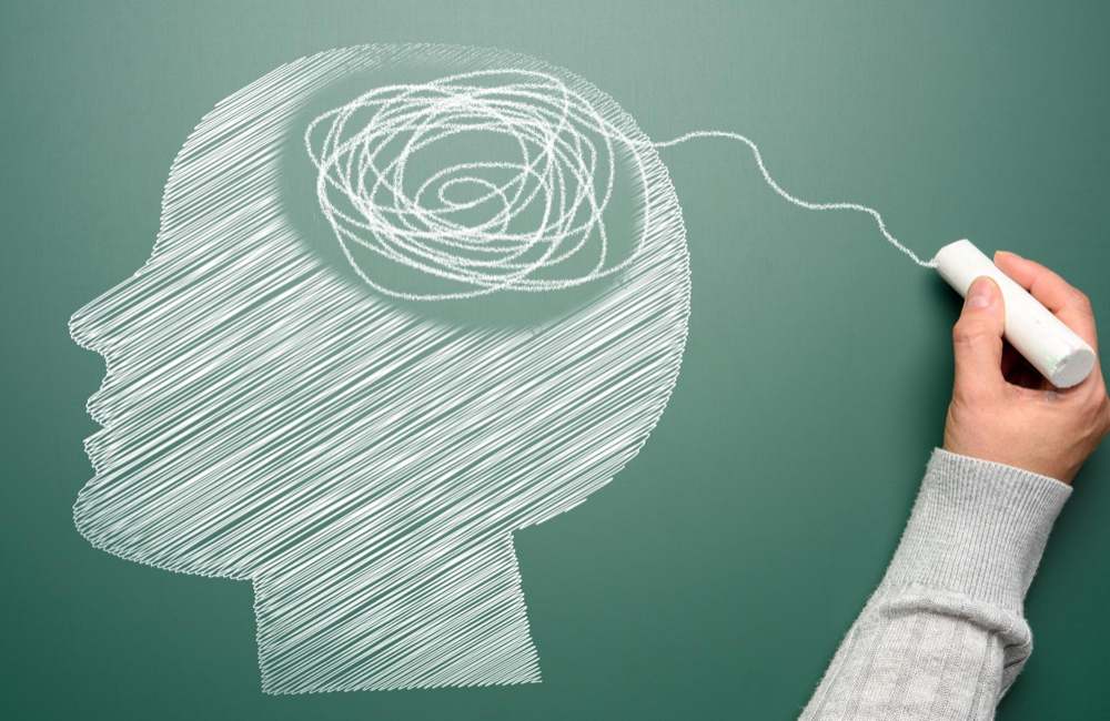 Scribble brain chalkboard illustration