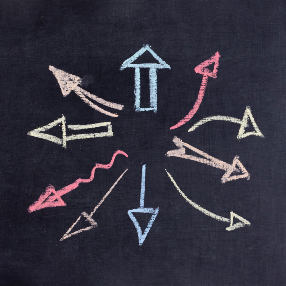 arrows drawn on a blackboard