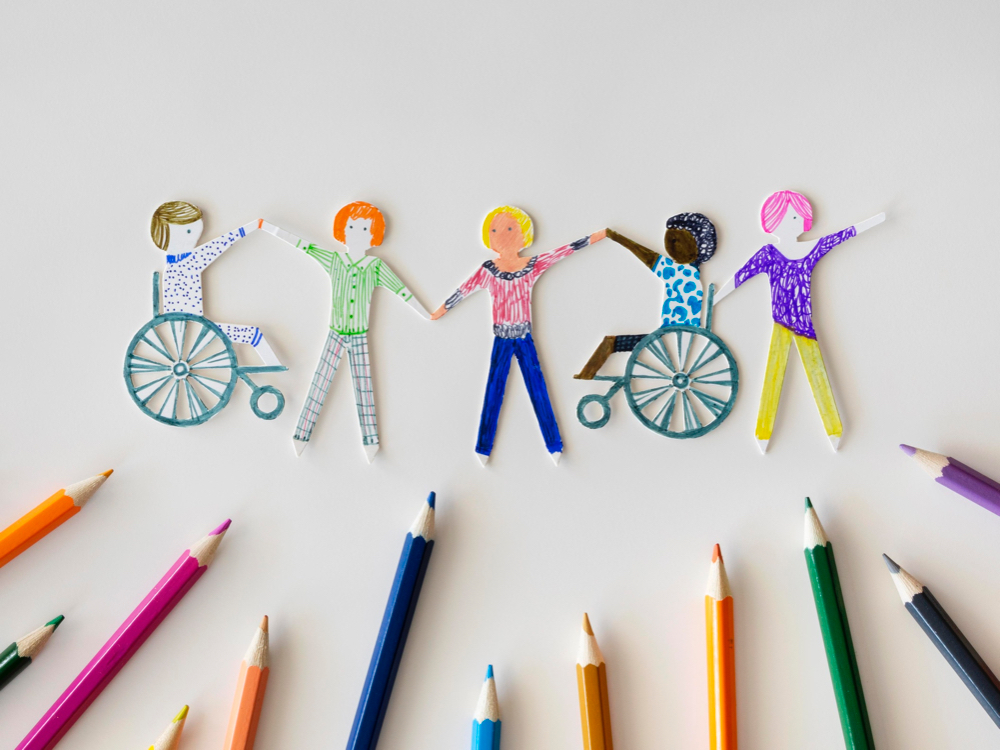 inclusion illustration diversity paper chain people holding hands